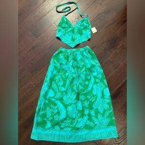 Free People Teal and Green Floral Set